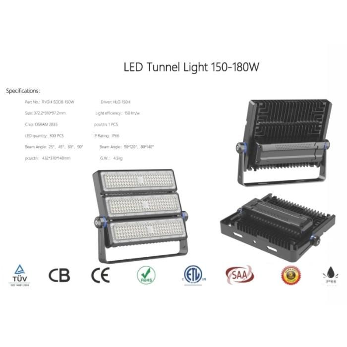 180W 200W CE RoHS Approval 5-Year Warranty High Mast LED Flood Light Outdoor IP65 White