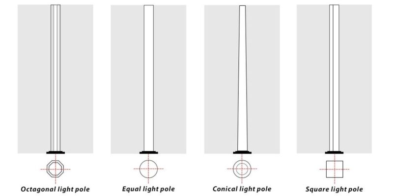 ISO9001 Galvanized 9m 10m Street Light Pole Q235 High Mast Lamp Post CAD Drawing