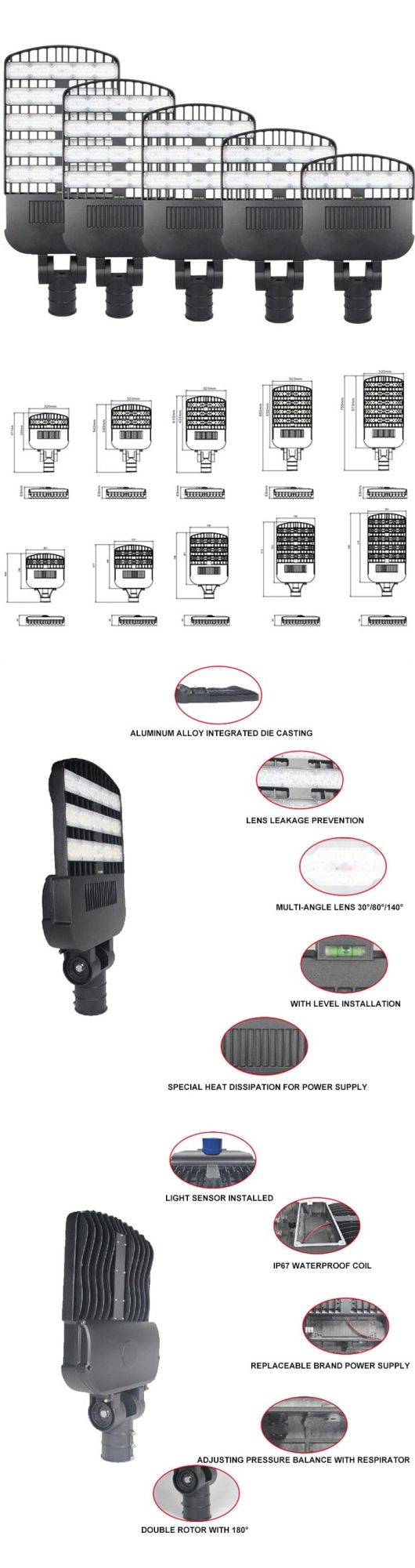 Hpzm Outdoor Light Waterproof IP67 100W LED Street Light