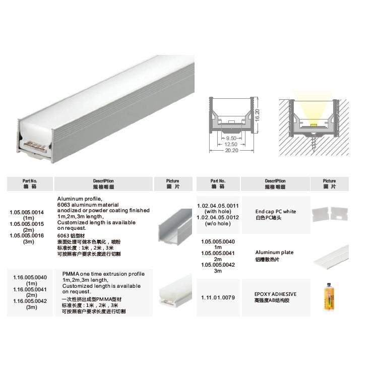 IP67 Waterproof Inground and Suit for Indoor or Outdoor Linear Decoration LED Linear Light