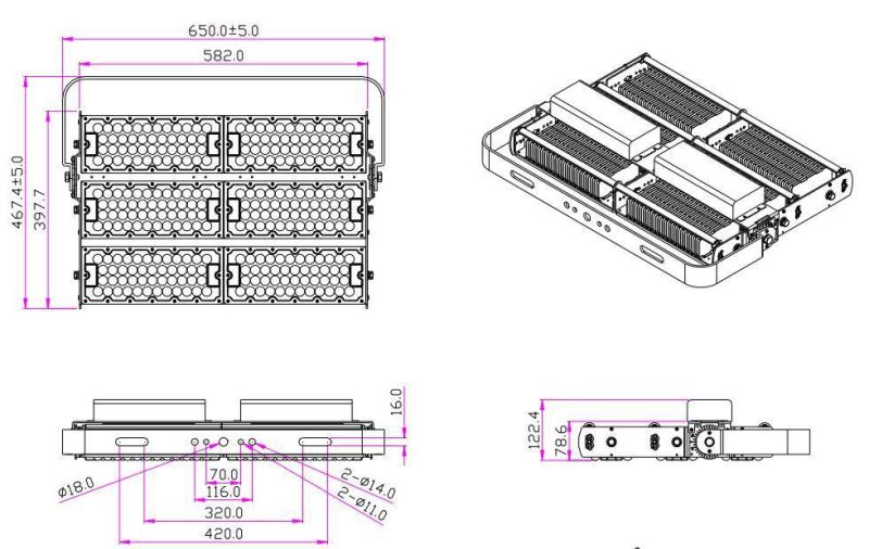 Newest High Power 720W LED Flood Lamp with High Pole