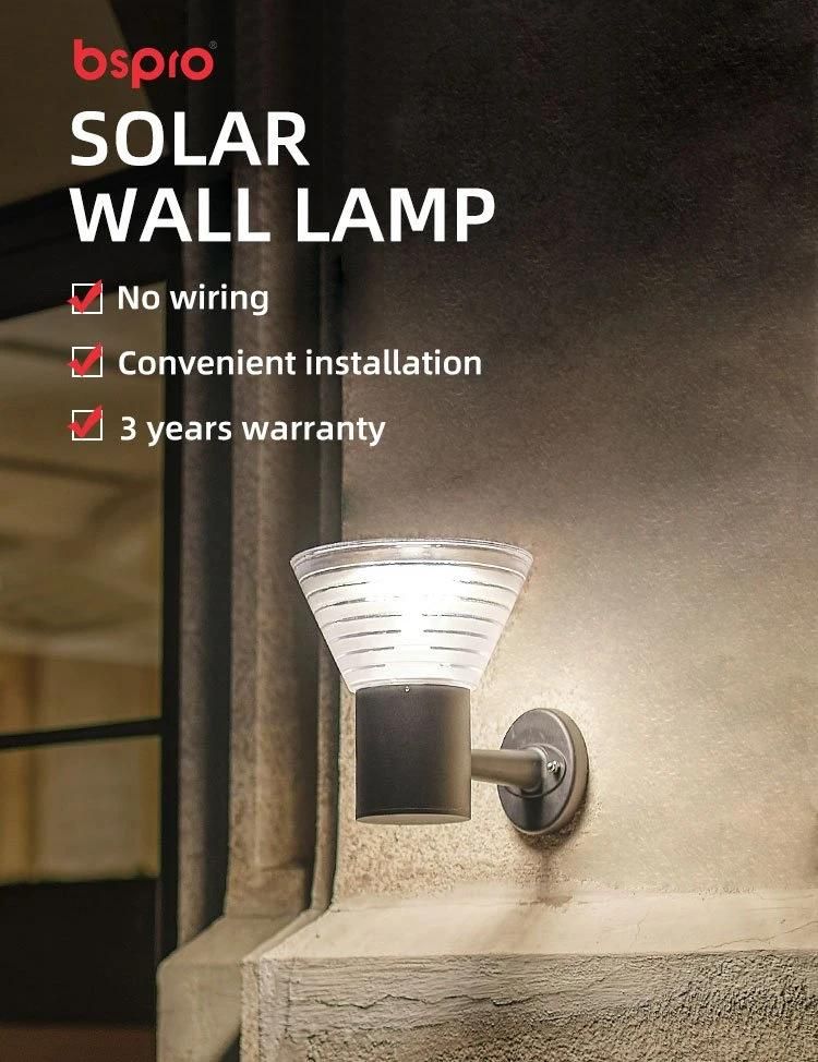 Bspro Outdoor Waterproof High Quality LED Lamp Outdoorr Solar Wall Garden Light