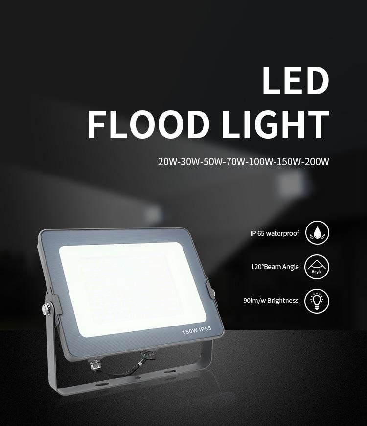 Top Quality 150W IP65 Outdoor COB Blue Flood Lighting Ultra Thin High Lumen Round LED Flood Light