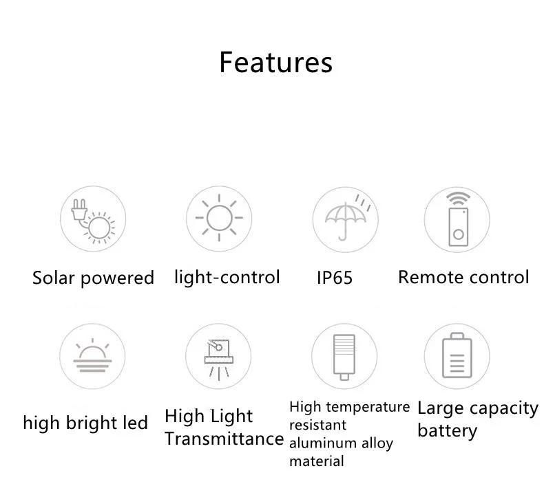 Outdoor LED Solar Street Light IP65 Waterproof Solar Powered Street Lights with Remote