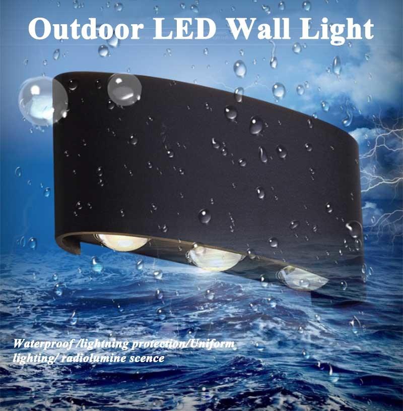 High Power LED Wall Light Aluminum Decoration Interior Lighting 2W 4W 6W 8W up and Down Waterproof Wall Light Outdoor Garden Wall Lamp