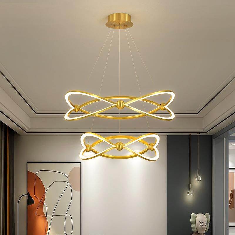2022 Modern European Rings Chandelier LED Dining Pendant Light LED Lamp Decorative for Living Room Hotel Lobby Pendant Light