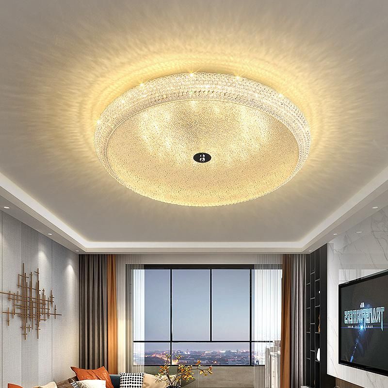 2022 Modern Round Circle Silver Metal Luxury Crystal Ceiling Chandeliers LED Nordic Pendant Lights