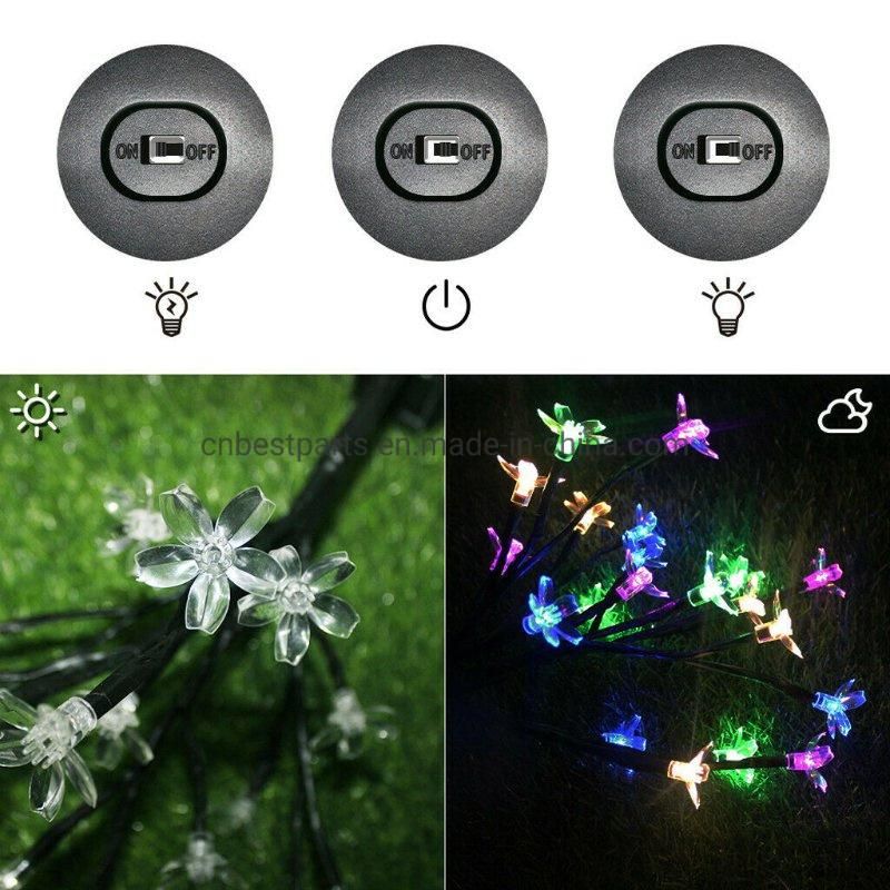 Solar Powered Cherry Flower Shape Lantern Outdoor Waterproof Yard Lawn Landscape Garden Decoration Lamp Hot LED Garden Light