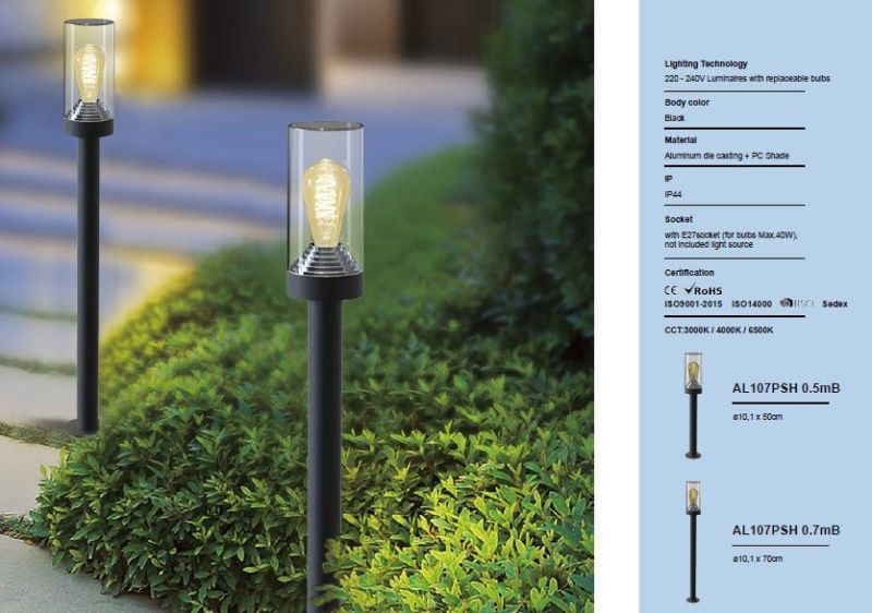 Hot Sell 0.7MB Smoky Round Outdoor Light with Replaceable Bulbs