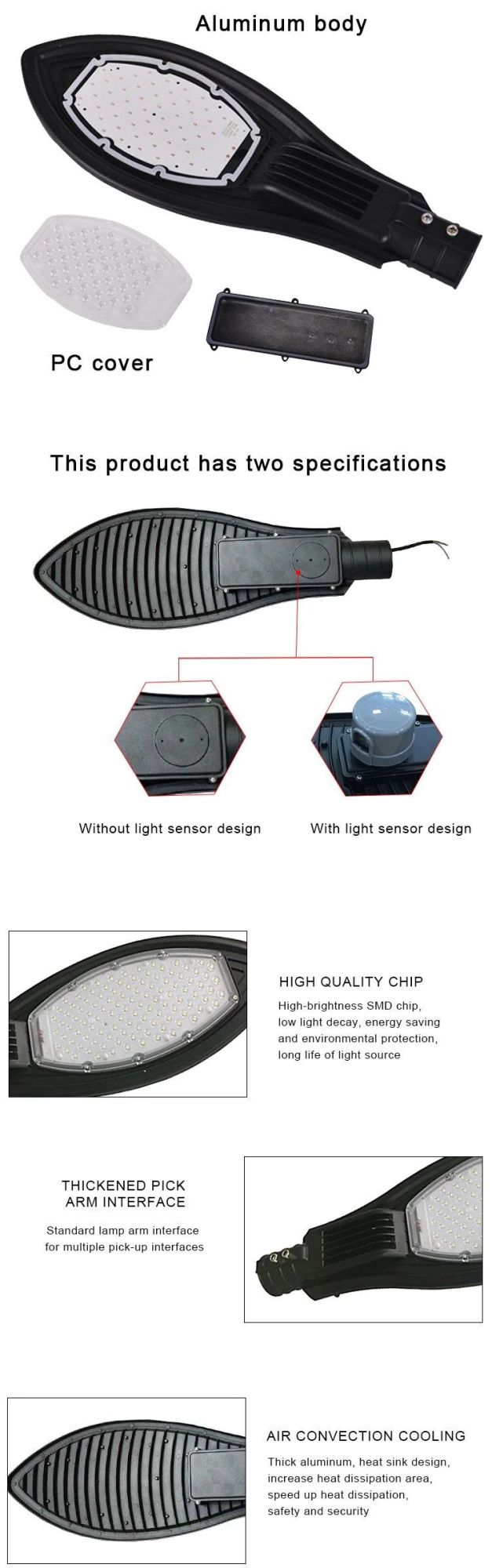 Street Lighting 3000K/4000K/5000K 150W CE RoHS 50000hours Working Lifetime