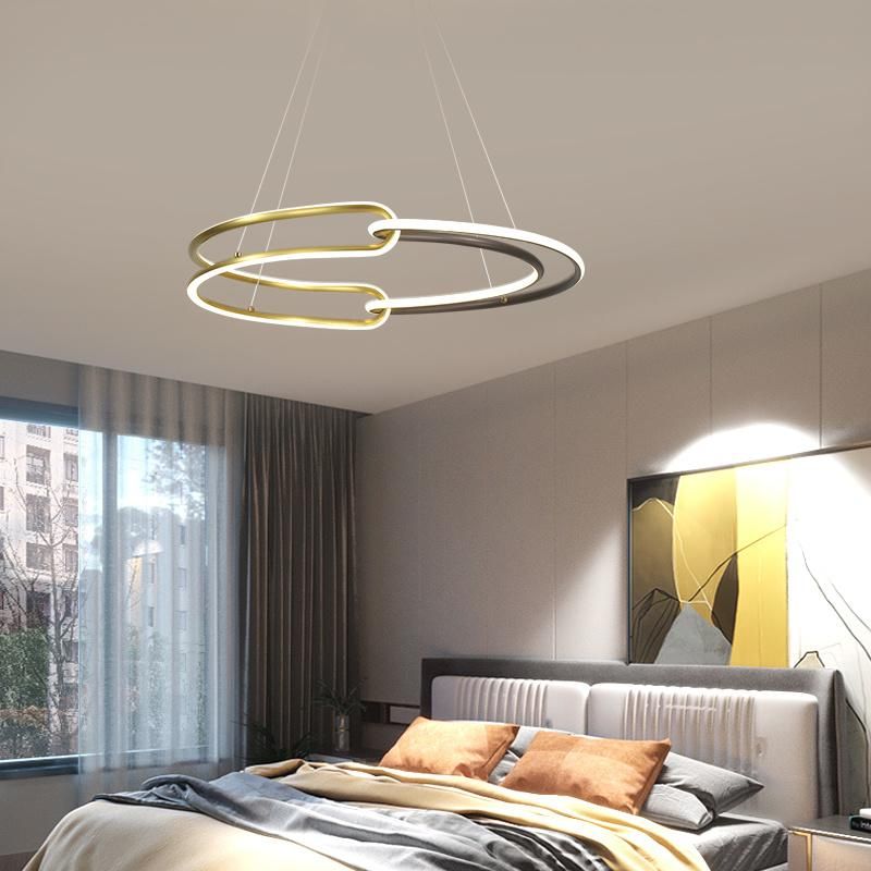 2022 Round Hanging Lighting Living Room Indoor Hanging Chandelier Gold LED Pendant Light