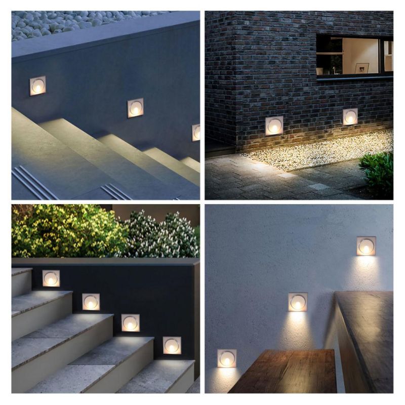 Amazon Decorative New Design IP65 Waterproof Staircase Lamp Outdoor Recessed Square Stair LED Wall Step Lights