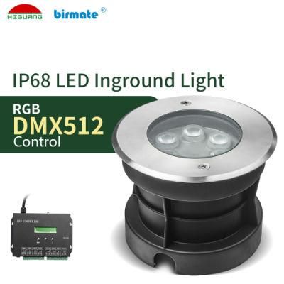RGB DMX512 Control Round Recessed Outdoor Waterproof Garden Lamp Underground Light