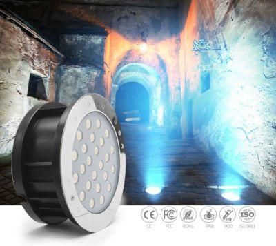 18W 24V The White Light LED Underwater Light Structure Waterproof Stainless Steel LED Ground Light Pool Lighting