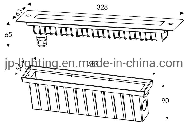IP67 6W 12W 18W LED Linear Light Strip Inground Light Recessed Linear Inground Wall Wash Light with Stainless Steel Front Cover for Landscape Lighting