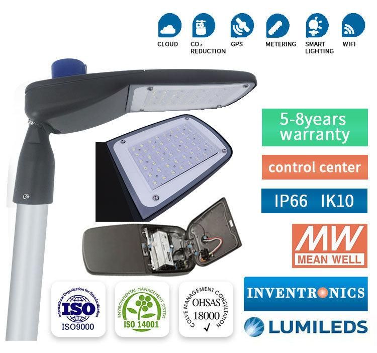 120W Outdoor IP66 Ik10 TUV Meanwell Driver LED Street Light