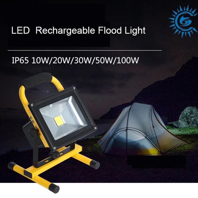 3000K/4000K/6000K Commercial LED Lighting Floodlight 10W 20W 30W 50W Outdoor Lighting LED Flood Light with Li-ion Battery