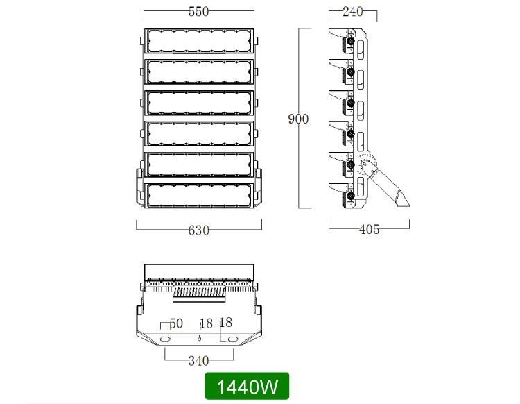 New Design with 1440W High Power IP66 LED Stadium Sport Flood Light