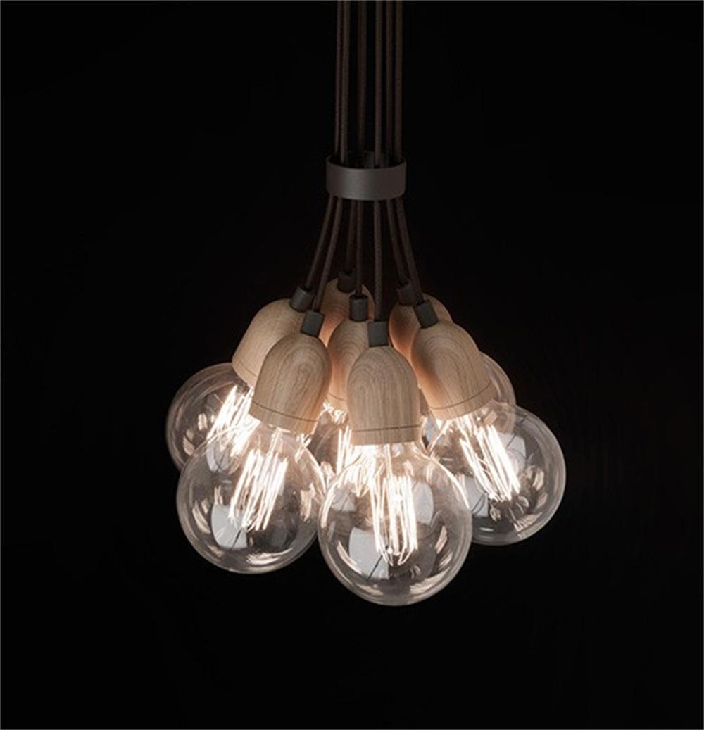 2022 Ilde Wood Max S Morden Glass Bulb Indoor Lighting LED Linear Pendant Light Industrial Chandelier