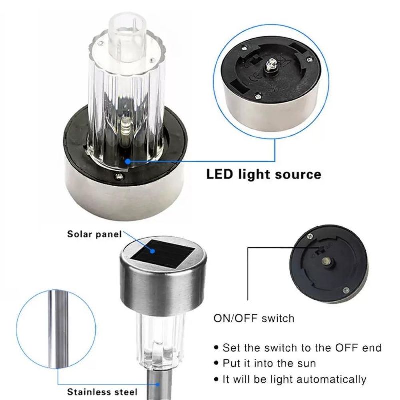 Outdoor Solar Lawn Ground Plugged Light Courtyard Garden Decoration Stainless Steel Landscape Lamp LED Lighting Waterproof Garden Lights