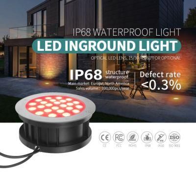 DMX512 Controller 18W High Voltage RGB IP68 Structure Waterproof Color LED Ground Light