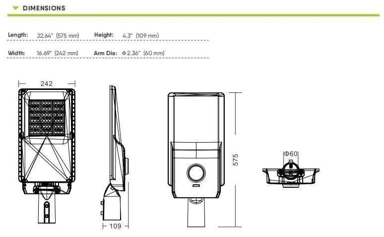 IP66 Tempered Glass Street Lights for Area Lighting LED Street Light Factory