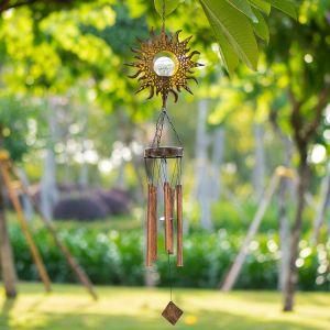 Outside Waterproof Sun Crackle Glass Ball Solar Wind Chimes LED Garden Lights for Yard Porch Lawn