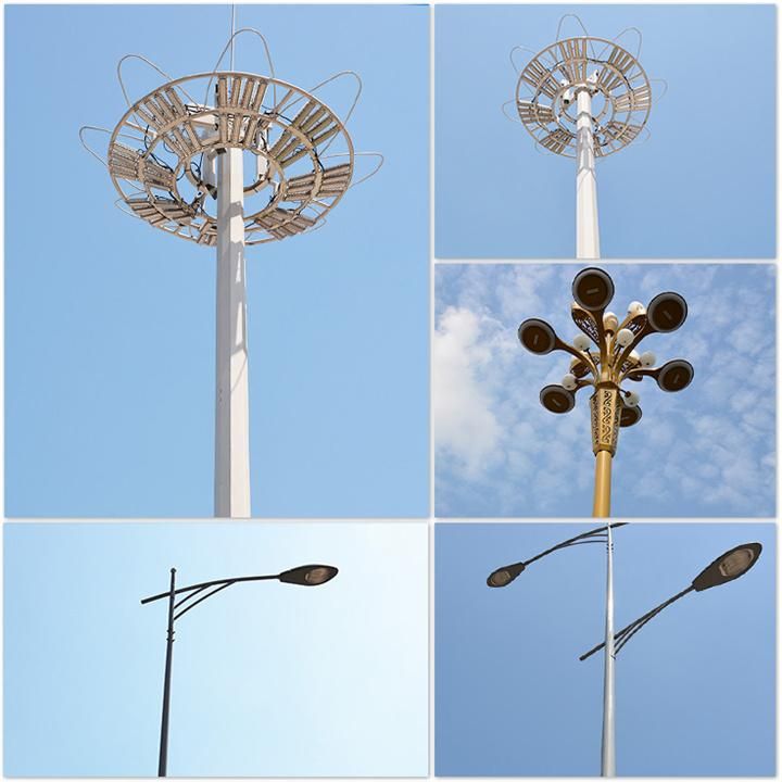 Hepu 20m/25m/30m/35m/40m Hot-DIP Galvanized Steel Conical/Octagonal High Mast Light/Lighting LED Stadium Flood Light High Mast Light Pole