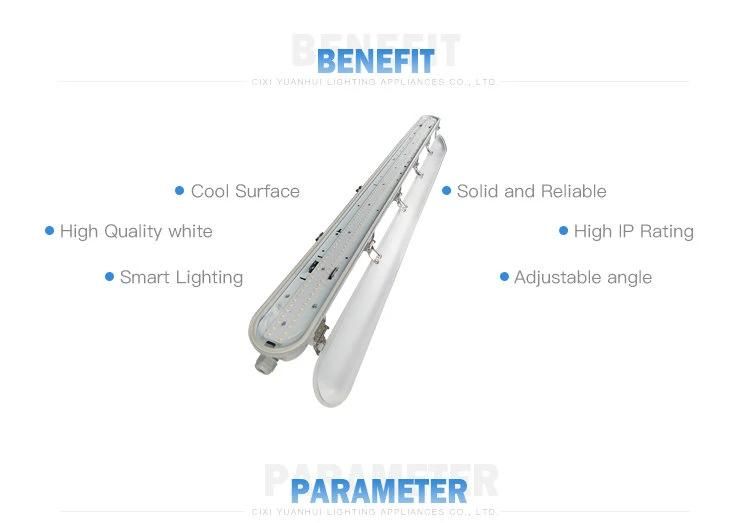 RoHS ETL Dlc UL 3FT 6FT 7FT 20W-65W Vapor Tight Waterproof Lighting LED Batten Light