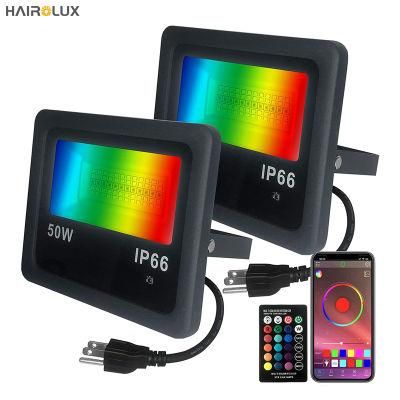 Factory Price Dimmable Color Changing APP Control RGBW 20W 30W 50W Flood Light Waterproof LED Landscape Lights